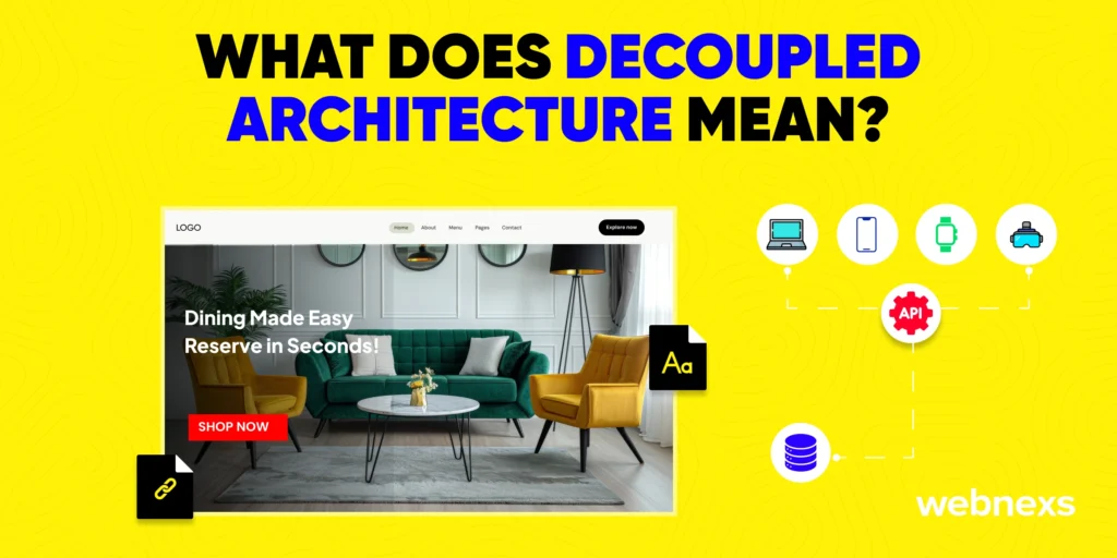 Decoupled architecture, showing the separation between the back-end and front-end, allowing for independent development and flexibility in delivering content across various platforms.