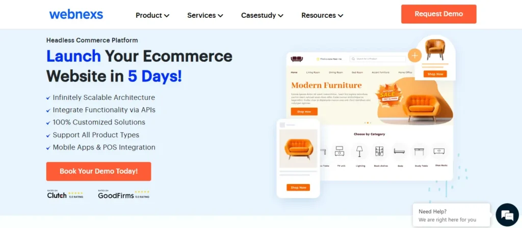 Webnexs headless commerce page